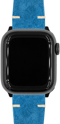 Hirsch Serro L 05564080-2 bőr szíj, kék, antilop bőr, Limited Edition, hossz L, Quick Release