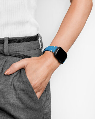 Hirsch Serro L 05564080-2 bőr szíj, kék, antilop bőr, Limited Edition, hossz L, Quick Release