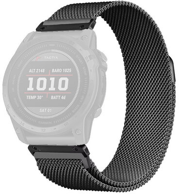 Acél karkötő Ricardo 22mm (pro Garmin Fenix 8/7/6 (47mm), Epix 2 aj.), fekete, QuickFit