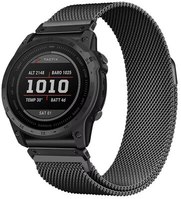 Acél karkötő Ricardo 26mm (pro Garmin Fenix 8/7X/6X (51mm), Tactix aj.), fekete, QuickFit