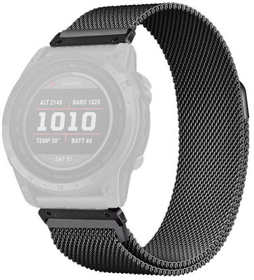 Acél karkötő Ricardo 26mm (pro Garmin Fenix 8/7X/6X (51mm), Tactix aj.), fekete, QuickFit