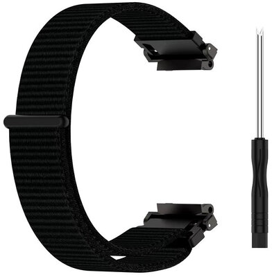 Nylon óraszíj Ricardo Ravascletto (kompatibilis Amazfit T-Rex 2), Black, Quick Release, + cserealkatrészek, 261114