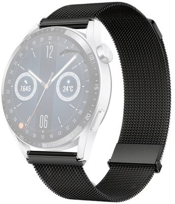 Acél szíj Ricardo 20mm (Garmin Venu, Venu Sq, Venu Sq 2, Venu 2 plus stb.-hez), fekete, milánói, Quick Release