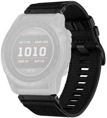 Textil pánt Ricardo 26mm (pro Garmin Fenix 8/7X/6X (51mm), Tactix aj.), fekete, QuickFit