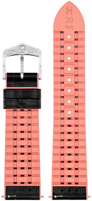 Bőr szíj Hirsch Andy M 0922328150-2, fekete, borjúbőr/natúr gumi, hossz M, Quick Release