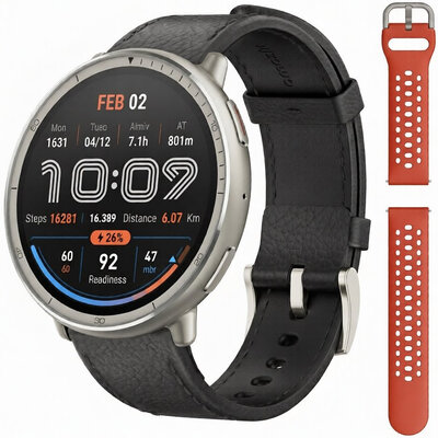 Amazfit Active 2 Premium (Round) Black Leather (+pótszíj)