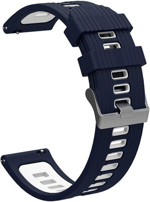 Ricardo szilikon szíj 22mm (Garmin Venu, Forerunner 255, Vívoactive 4, stb.), kék és fehér V1, gyorskioldó, gyorskioldó
