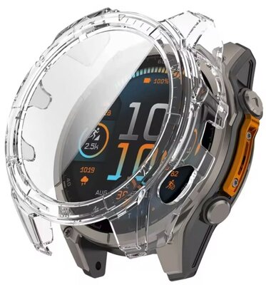 Védőburkolat (Garmin Fenix 8, 43 mm), műanyag, átlátszó + üveg