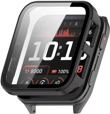 Védő tok (pro Garmin Venu X1), műanyag, fekete + üveg