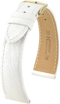 Bőrszíj Hirsch Genuine Croco 18900800-7, fehér, krokodilbőr, Quick Release