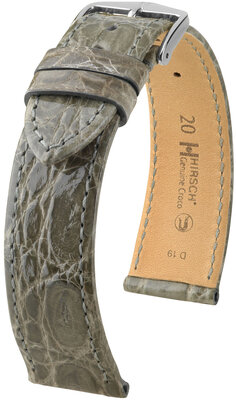 Bőrszíj Hirsch Genuine Croco 18900830-2, szürke, krokodilbőr, Quick Release