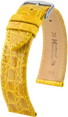 Bőrszíj Hirsch Genuine Croco 18900872-2, sárga, krokodilbőr, Quick Release