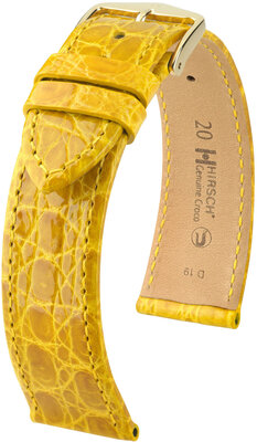 Bőrszíj Hirsch Genuine Croco 18900872-7, sárga, krokodilbőr, Quick Release