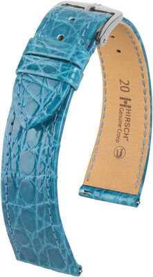Bőrszíj Hirsch Genuine Croco 18900883-2, kék, krokodilbőr, Quick Release