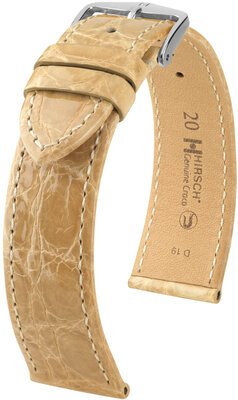 Bőrszíj Hirsch Genuine Croco 18900890-2, bézs, krokodilbőr, Quick Release