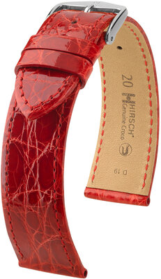 Bőrszíj Hirsch Genuine Croco L 18920820-2, piros, krokodilbőr, L hosszúságú, gyorskioldó, gyorskioldó