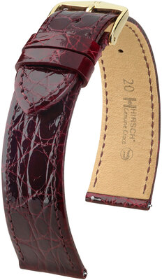 Bőrszíj Hirsch Genuine Croco L 18920860-7, piros, krokodilbőr, L hosszúságú, gyorskioldó, gyorskioldó