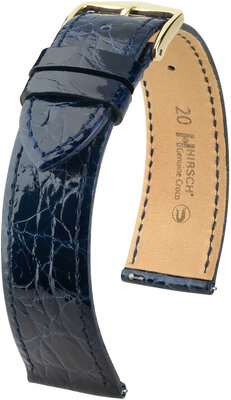 Bőrszíj Hirsch Genuine Croco L 18920880-7, kék, krokodil bőr, L hosszúságú, gyorskioldó