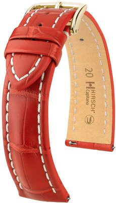 Bőrszíj Hirsch Capitano L 04807029-1, piros, alligátor bőr, L hosszúságú, gyorskioldó, gyorskioldó