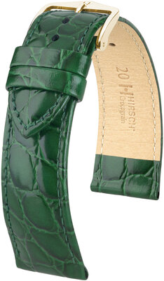 Bőrszíj Hirsch Crocograin 12302840NQ-1, zöld, borjú