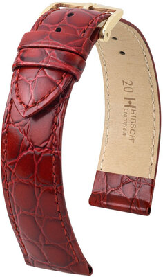 Bőrszíj Hirsch Crocograin 12302860NQ-1, piros, borjú