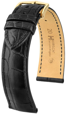 Bőrszíj Hirsch Genuine Alligator 10200759NQ-1, fekete, alligátor bőr