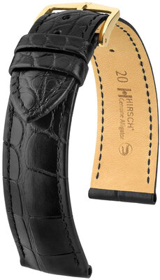 Bőrszíj Hirsch Genuine Alligator L 10220759NQ-1, fekete, alligátor bőr, L hosszúságú