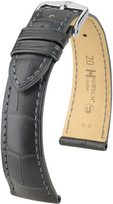 Bőrszíj Hirsch London 04307139-2, szürke, alligátor bőr, Quick Release