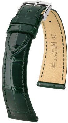 Bőrszíj Hirsch London 04307141-2, zöld, alligátor bőr, Quick Release