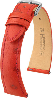 Bőrszíj Hirsch Massai Ostrich L 04362020-2, piros, struccbőr, hosszúság L, gyorskioldó