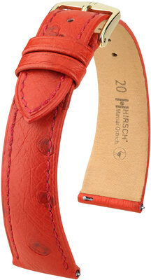 Bőrszíj Hirsch Massai Ostrich L 04362020-7, piros, struccbőr, hosszúság L, gyorskioldó