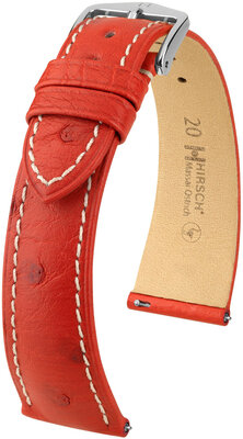 Bőrszíj Hirsch Massai Ostrich L 04362021-2, piros, struccbőr, hosszúság L, gyorskioldó