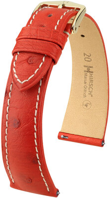 Bőrszíj Hirsch Massai Ostrich L 04362021-7, piros, struccbőr, hosszúság L, gyorskioldó