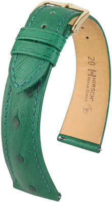 Bőrszíj Hirsch Massai Ostrich L 04362040-7, zöld, struccbőr, hosszúság L, gyorskioldó