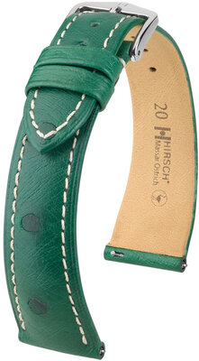 Bőrszíj Hirsch Massai Ostrich L 04362041-2, zöld, struccbőr, hosszúság L, gyorskioldó