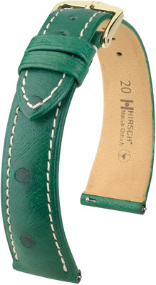 Bőrszíj Hirsch Massai Ostrich L 04362041-7, zöld, struccbőr, hosszúság L, gyorskioldó