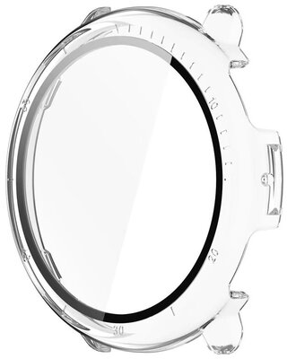 Védő tok (pro Amazfit Active 2, round), műanyag, átlátszó + üveg