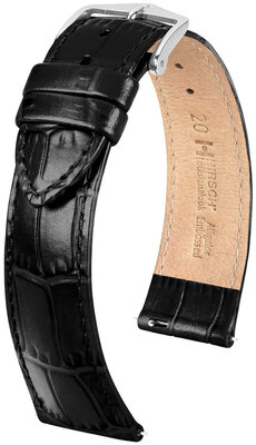 Hirsch Louisianalook bőrszíj L 03427050-2, fekete, borjúbőr, L hosszúságú, gyorskioldó, gyorskioldó