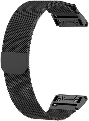 Acél karkötő Ricardo 20mm (pro Garmin Fenix 8/7S/6S (43mm), aj.), fekete V2, QuickFit
