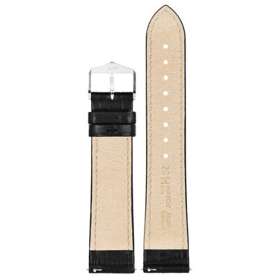 bőr óraszíj Hirsch Duke S 01028350-2, fekete, borjúbőr, hossz S, Quick Release