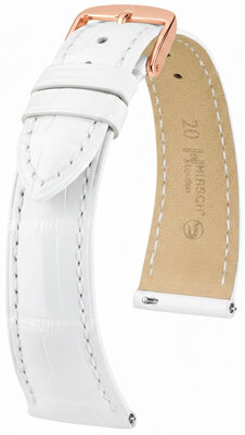 bőr óraszíj Hirsch London L 04307000-7, fehér, aligátorbőr, hossz L, Quick Release
