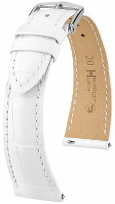 Bőr óraszíj Hirsch London L 04307009-2, fehér, aligátorbőr, hossz L, Quick Release
