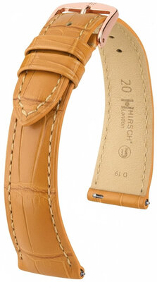 Bőrszíj Hirsch London L 04307075-7, barna, alligátor bőr, L hosszúságú, gyorskioldó, gyorskioldó