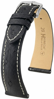 Bőrszíj Hirsch Massai Ostrich 04262151-2, fekete, struccbőr, Quick Release