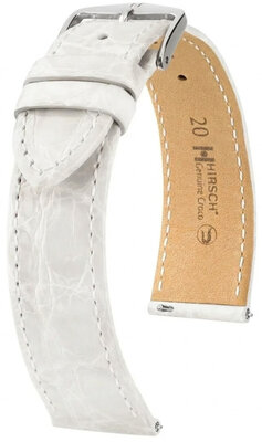 Bőrszíj Hirsch Genuine Croco 01808100-2, fehér, krokodilbőr, Quick Release