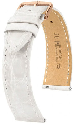 Bőrszíj Hirsch Genuine Croco 01808100-7, fehér, krokodilbőr, Quick Release