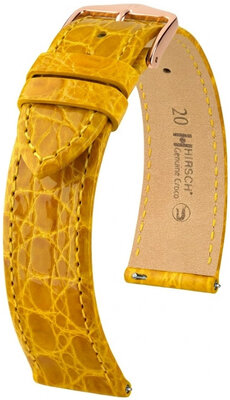 Bőr óraszíj Hirsch Genuine Croco L 01808072-7, sárga, krokodilbőr, hossz L, Quick Release