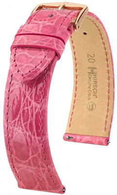 Bőrszíj Hirsch Genuine Croco 01808125-7, rózsaszín, krokodilbőr, Quick Release