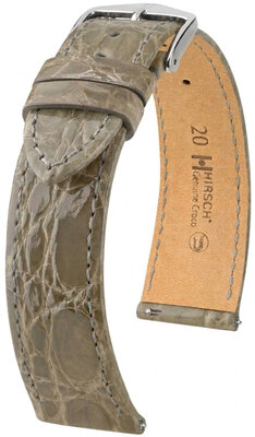 Bőrszíj Hirsch Genuine Croco 01808130-2, szürke, krokodilbőr, Quick Release