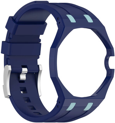 Szilikon óraszíj Ricardo Pinzolo (kompatibilis Swatch Royal Pop), Blue, tokkal, korona 3 óránál